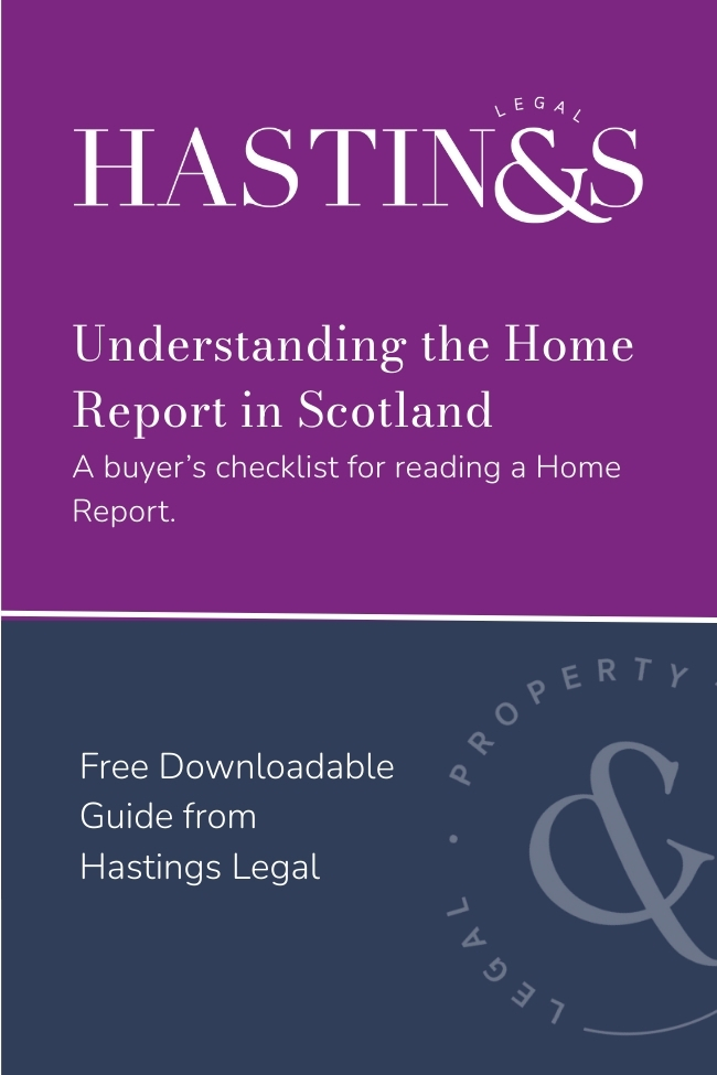 Front cover of the Hastings Legal guide: Home Report Checklist for Buyers in Scotland.